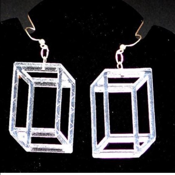 Transparent Prism Earrings - Tetragonal Lucite - Picture 4 of 7